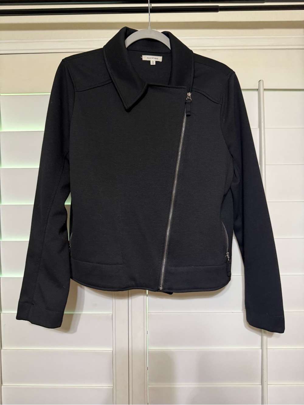 Max Studio Black Asymmetrical Zip Blazer